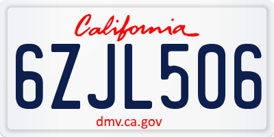 CA license plate 6ZJL506