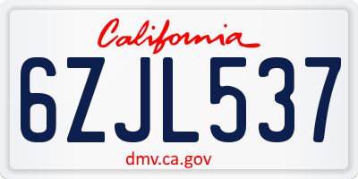 CA license plate 6ZJL537