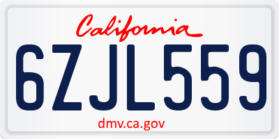 CA license plate 6ZJL559