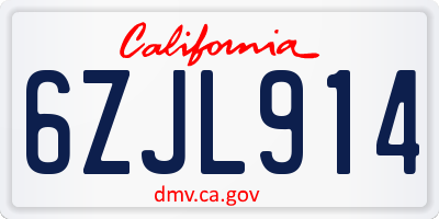 CA license plate 6ZJL914
