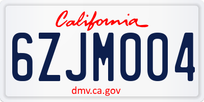 CA license plate 6ZJM004