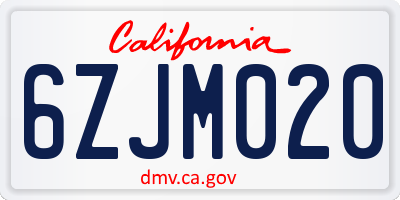 CA license plate 6ZJM020