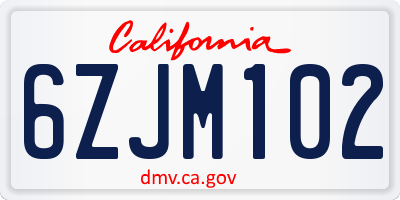 CA license plate 6ZJM102