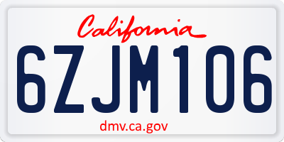 CA license plate 6ZJM106