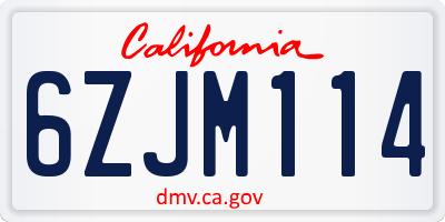 CA license plate 6ZJM114