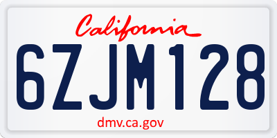 CA license plate 6ZJM128