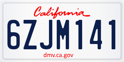 CA license plate 6ZJM141