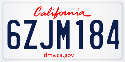 CA license plate 6ZJM184