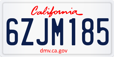 CA license plate 6ZJM185
