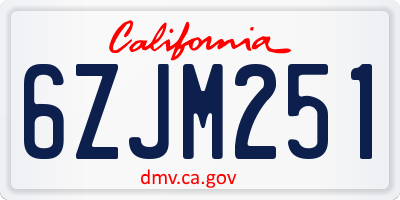 CA license plate 6ZJM251