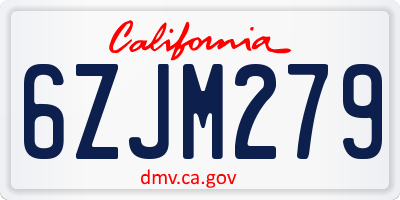 CA license plate 6ZJM279