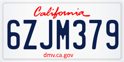 CA license plate 6ZJM379
