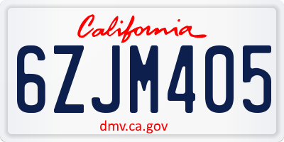 CA license plate 6ZJM405