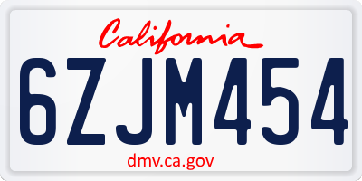 CA license plate 6ZJM454