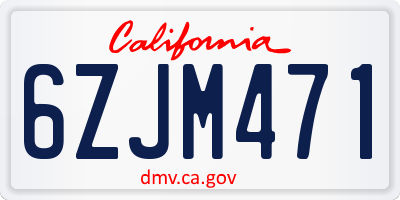 CA license plate 6ZJM471