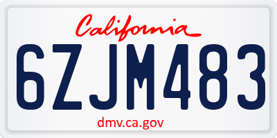 CA license plate 6ZJM483