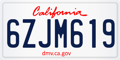 CA license plate 6ZJM619