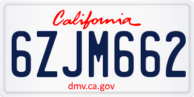 CA license plate 6ZJM662
