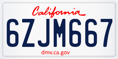 CA license plate 6ZJM667