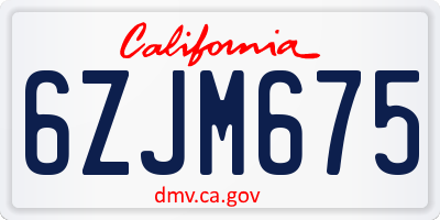 CA license plate 6ZJM675