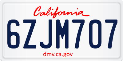 CA license plate 6ZJM707