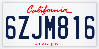 CA license plate 6ZJM816