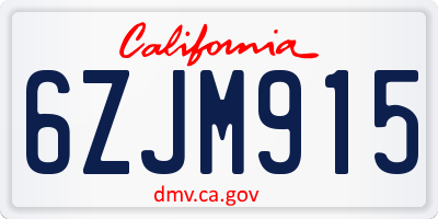 CA license plate 6ZJM915