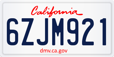 CA license plate 6ZJM921