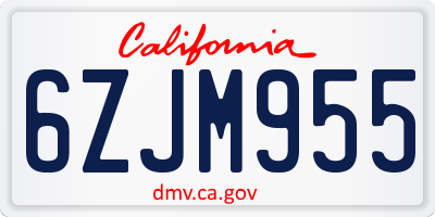 CA license plate 6ZJM955