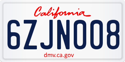 CA license plate 6ZJN008