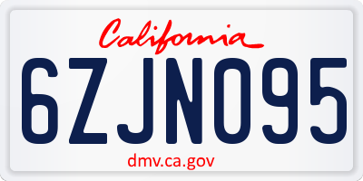 CA license plate 6ZJN095