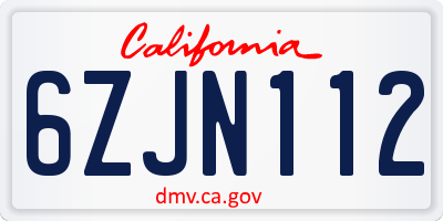 CA license plate 6ZJN112