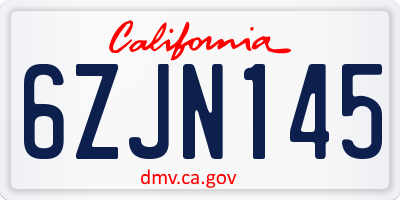 CA license plate 6ZJN145