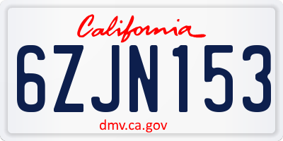 CA license plate 6ZJN153