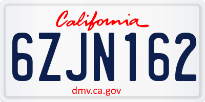 CA license plate 6ZJN162