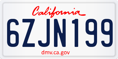 CA license plate 6ZJN199