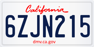 CA license plate 6ZJN215
