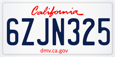 CA license plate 6ZJN325