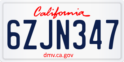 CA license plate 6ZJN347
