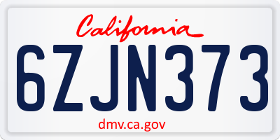 CA license plate 6ZJN373