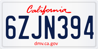 CA license plate 6ZJN394
