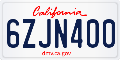 CA license plate 6ZJN400