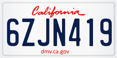 CA license plate 6ZJN419