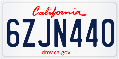 CA license plate 6ZJN440