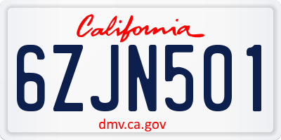 CA license plate 6ZJN501
