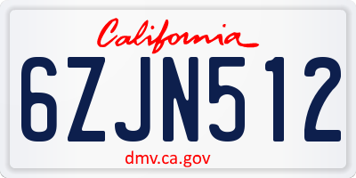 CA license plate 6ZJN512