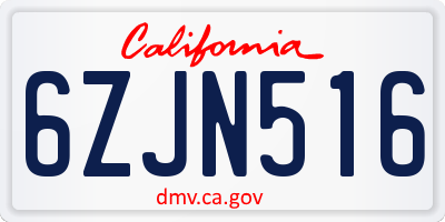 CA license plate 6ZJN516