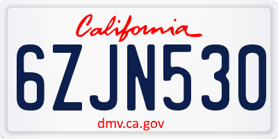 CA license plate 6ZJN530