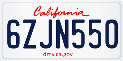 CA license plate 6ZJN550
