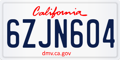 CA license plate 6ZJN604